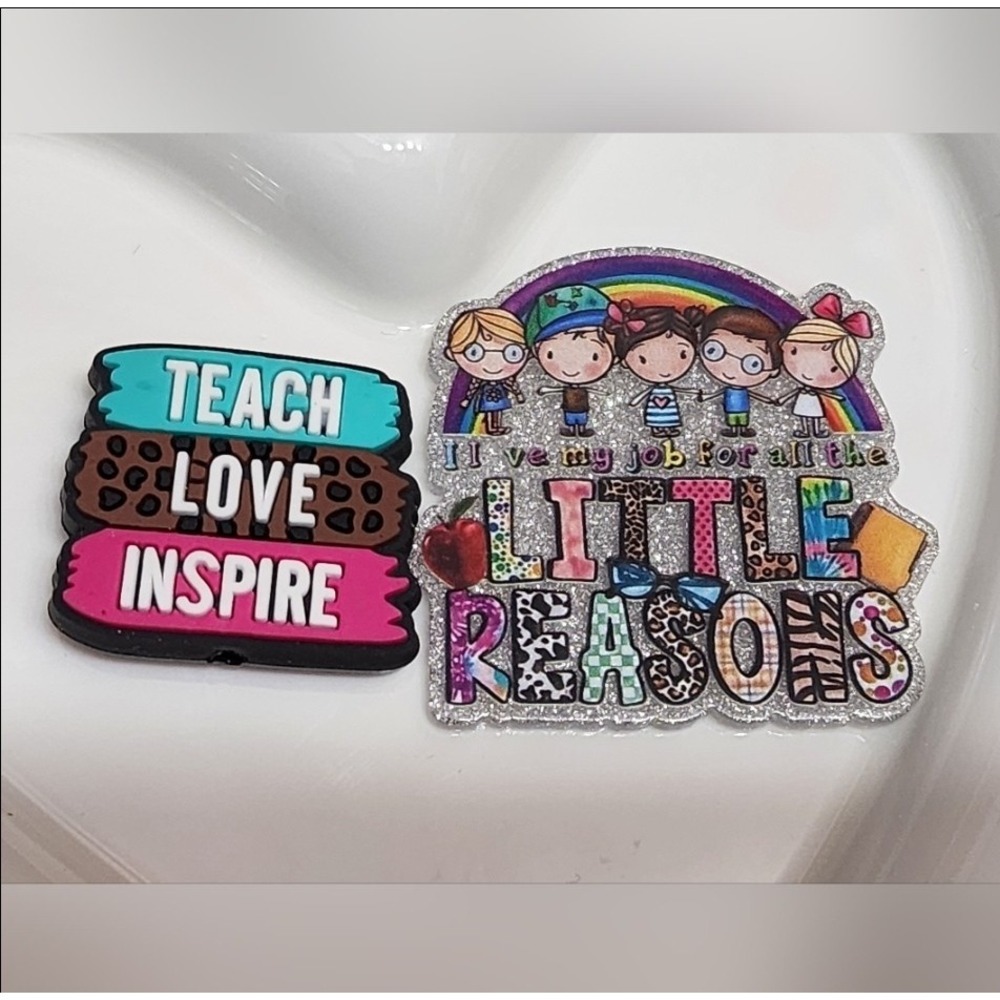 Flatback Teacher Beads Teaching Crafts Badge Keychain Beaded Pen Bag Clip